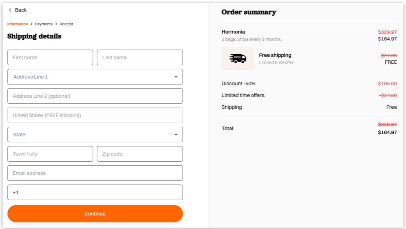 Harmonia Cortisol cocktail Secure Checkout Page